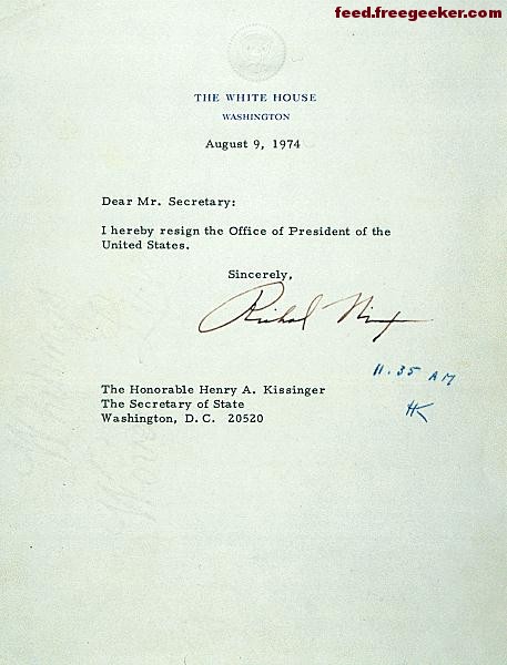 Nixon's Resignation Letter
